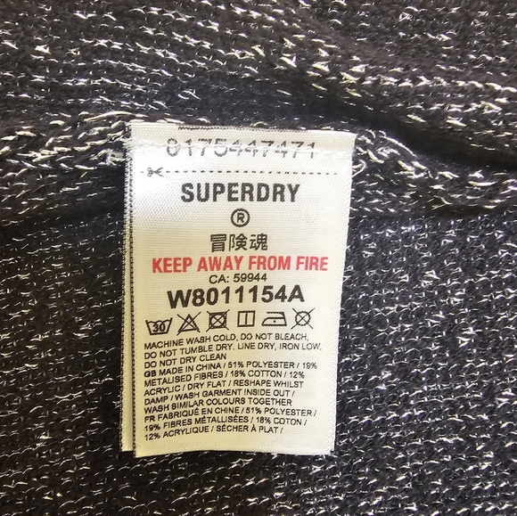New Superdry Metallic Knit Mini Dress in GUNMETAL METALLIC - Picture 12 of 15